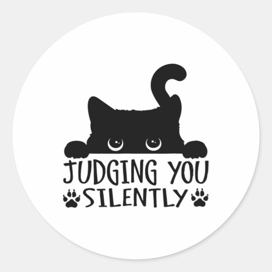 Sticker Rond Chat Noir Drôle Vous Jugeant Silencieux Chat (Devant)