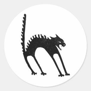 Sticker Rond Chat noir éffrayant Halloween