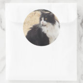 Sticker Rond chat noir et blanc (Sac)