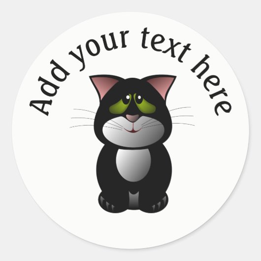 Sticker Rond Chat noir et blanc (Devant)