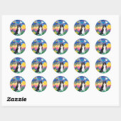 Sticker Rond Chat noir et blanc - Crépuscule (Feuille)