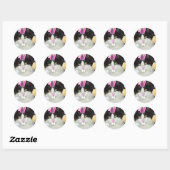 Sticker Rond Chat noir et blanc de l'Est (Feuille)