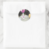 Sticker Rond Chat noir et blanc de l'Est (Sac)