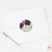 Sticker Rond Chat noir et blanc de l'Est (Enveloppe)