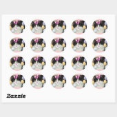 Sticker Rond Chat noir et blanc de Pâques (Feuille)