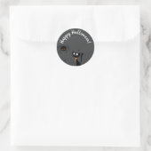 Sticker Rond Chat noir et Halloween Spider (Sac)