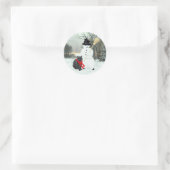 Sticker Rond Chat noir et neige (Sac)