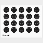Sticker Rond Chat noir et rose Kitty Visage Anniversaire (Feuille)
