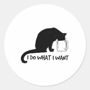 Sticker Rond Chat Noir Faire Ce Que Je Veux Coupe Rouge Drôle M