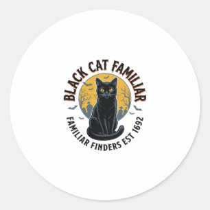 Sticker Rond Chat Noir Familier Vintage Halloween Sauvetage Des
