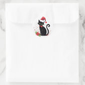 Sticker Rond Chat noir festif (Sac)