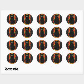 Sticker Rond Chat noir, Feuilles d'automne motif, Halloween amu (Feuille)