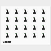 Sticker Rond Chat noir gras aux yeux verts (Feuille)