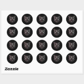Sticker Rond Chat Noir Halloween Bohème (Feuille)