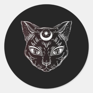 Sticker Rond Chat Noir Halloween Bohème