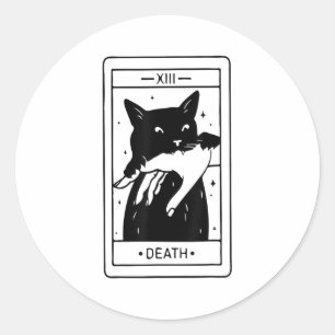 Sticker Rond Chat Noir Halloween Carte Tarot Drôle Pour Moi
