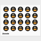 Sticker Rond Chat noir Halloween Citrouille Chat Performance (Feuille)