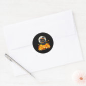 Sticker Rond Chat noir Halloween Citrouille Chat Performance (Enveloppe)
