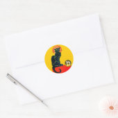 STICKER ROND CHAT NOIR HALLOWEEN PARTY MONOGRAM (Enveloppe)
