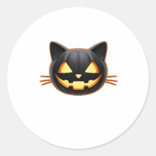 Sticker Rond Chat noir Jack o'Lantern Emoji T-shirt classique