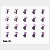 Sticker Rond Chat noir magicien Halloween Sorcier (Feuille)