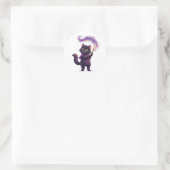 Sticker Rond Chat noir magicien Halloween Sorcier (Sac)