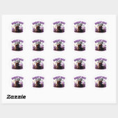 Sticker Rond 🐈⬛ Chat Noir Magique Citation Halloween 🌙 (Feuille)