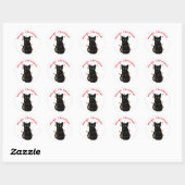 Sticker Rond chat noir | Meowy Christmas | lumières scintillant (Feuille)
