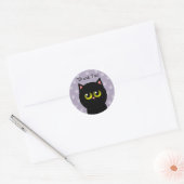 Sticker Rond Chat Noir Merci (Enveloppe)