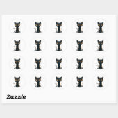 Sticker Rond Chat noir mignon (Feuille)