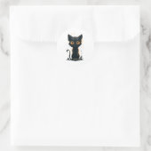 Sticker Rond Chat noir mignon (Sac)