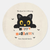 Sticker Rond Chat noir mignon Halloween (Devant)