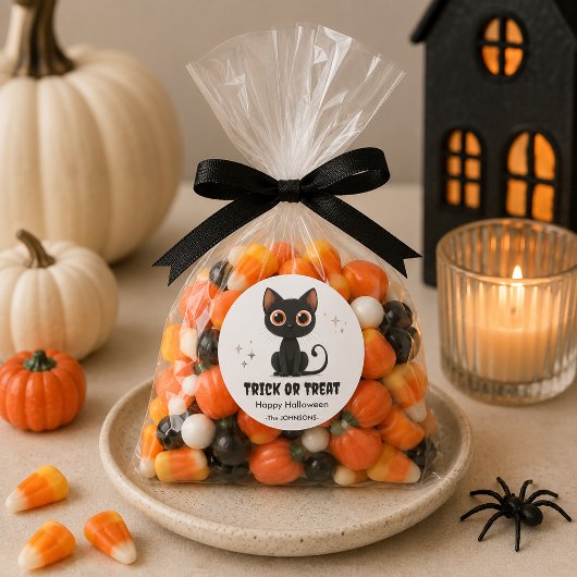 Sticker Rond Chat noir mignon Halloween – Conception Trick or T