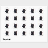 Sticker Rond Chat noir moelleux (Feuille)