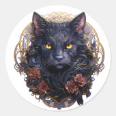 Sticker Rond Chat noir mystique (Devant)