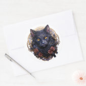 Sticker Rond Chat noir mystique (Enveloppe)