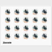 Sticker Rond Chat noir neige d'hiver (Feuille)