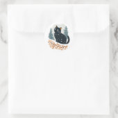 Sticker Rond Chat noir neige d'hiver (Sac)