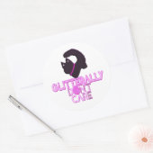 Sticker Rond Chat noir pailleté s'en fiche (Enveloppe)