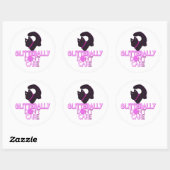 Sticker Rond Chat noir pailleté s'en fiche (Feuille)