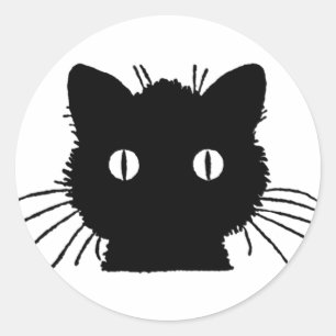 Sticker Rond Chat noir - par ex. Lutz