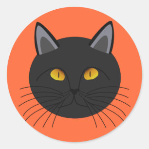 Sticker Rond Chat noir pour Halloween