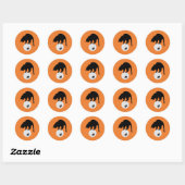 Sticker Rond Chat noir rétro sur la lune Halloween (Feuille)