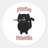 Sticker Rond Chat noir rose Fluate (Devant)