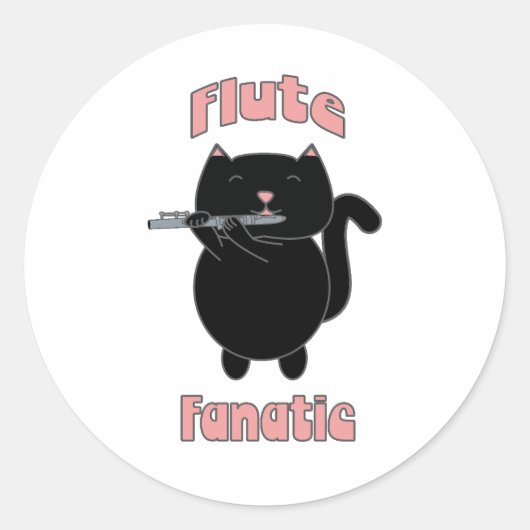 Sticker Rond Chat noir rose Fluate (Devant)