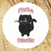 Sticker Rond Chat noir rose Fluate