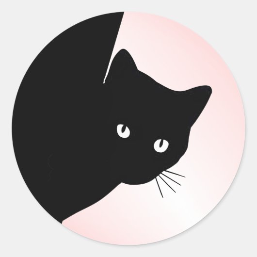 Sticker Rond Chat noir Sly rose (Devant)