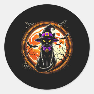 Sticker Rond Chat noir sorcière Chats vintage Chats effrayants
