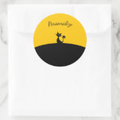Sticker Rond Chat noir sur Noir & Jaune Personnaliser (Sac)