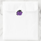 Sticker Rond Chat Noir Sur Un Citrouille Violet (Sac)